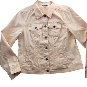 Medium Christopher & Banks Yellow Denim Jacket Womens Button Front Long Sleeve